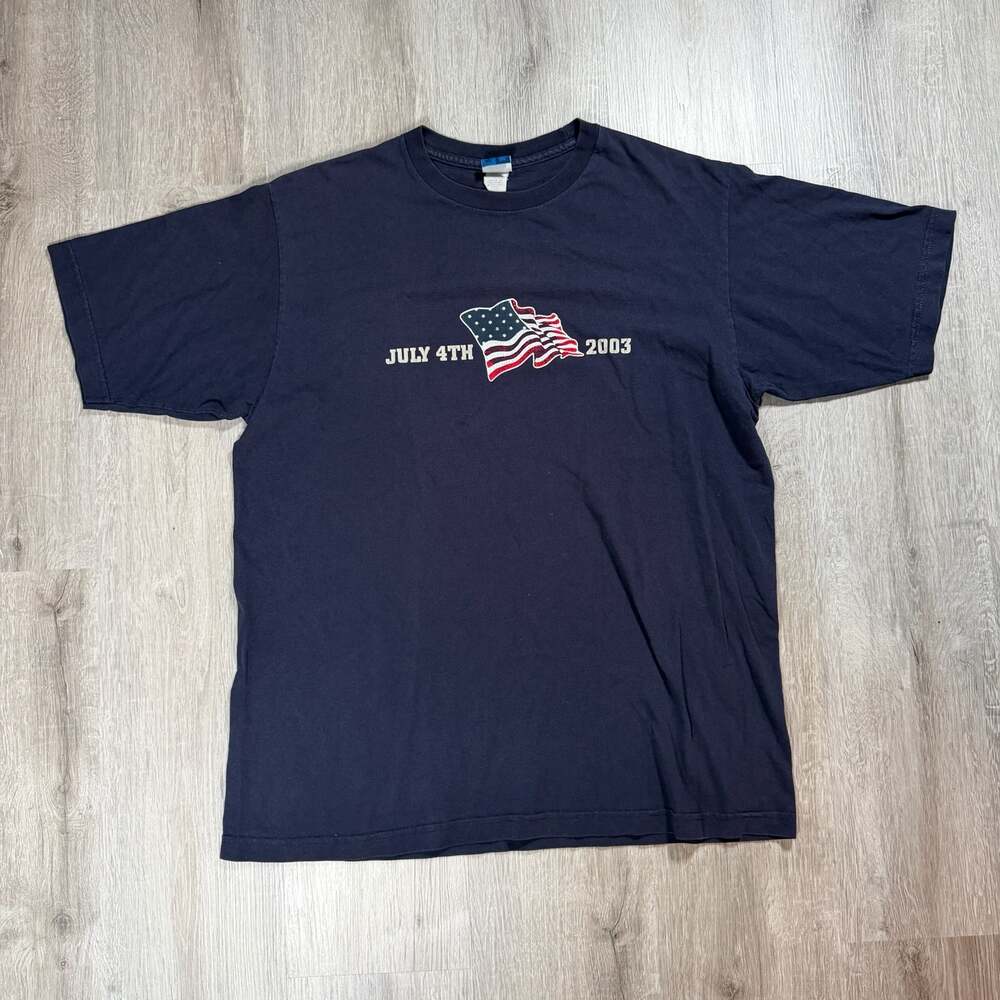 Vintage 2003 July 4th Independence Day Patriotic American Flag Graphic T-Shirt